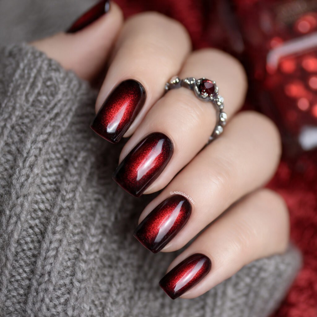 red velvet cat eye nails