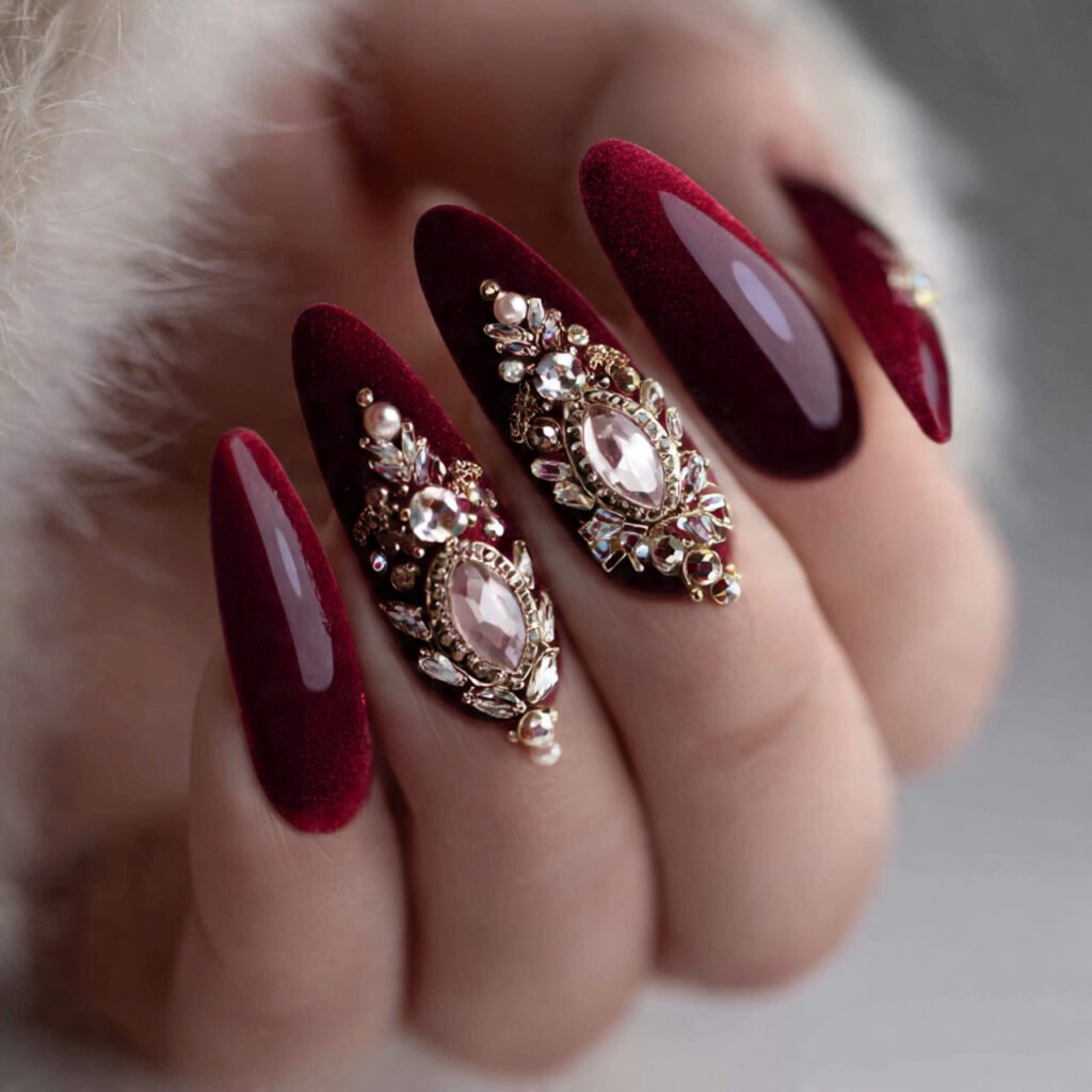 red velvet with crystal embellishments attractive looks