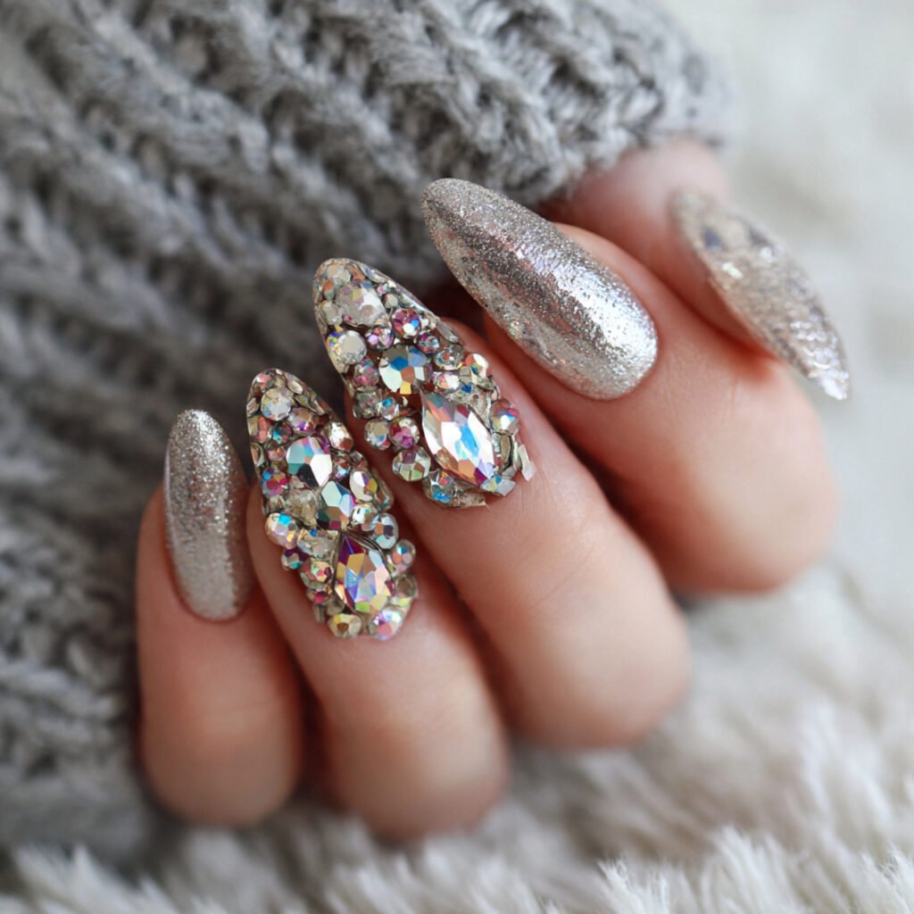 rhinestone embellished nails attractive looks nails
