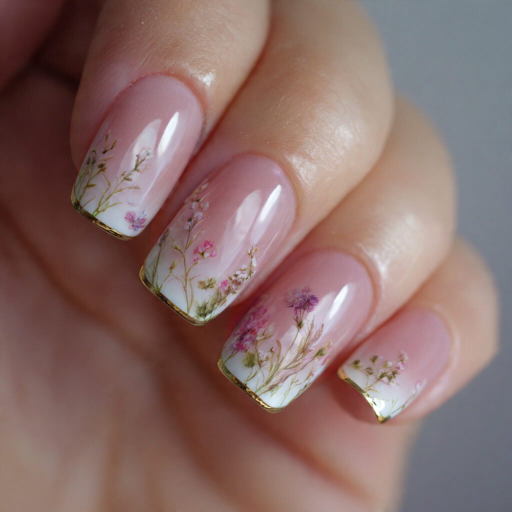 romantic french tips with a twist nature