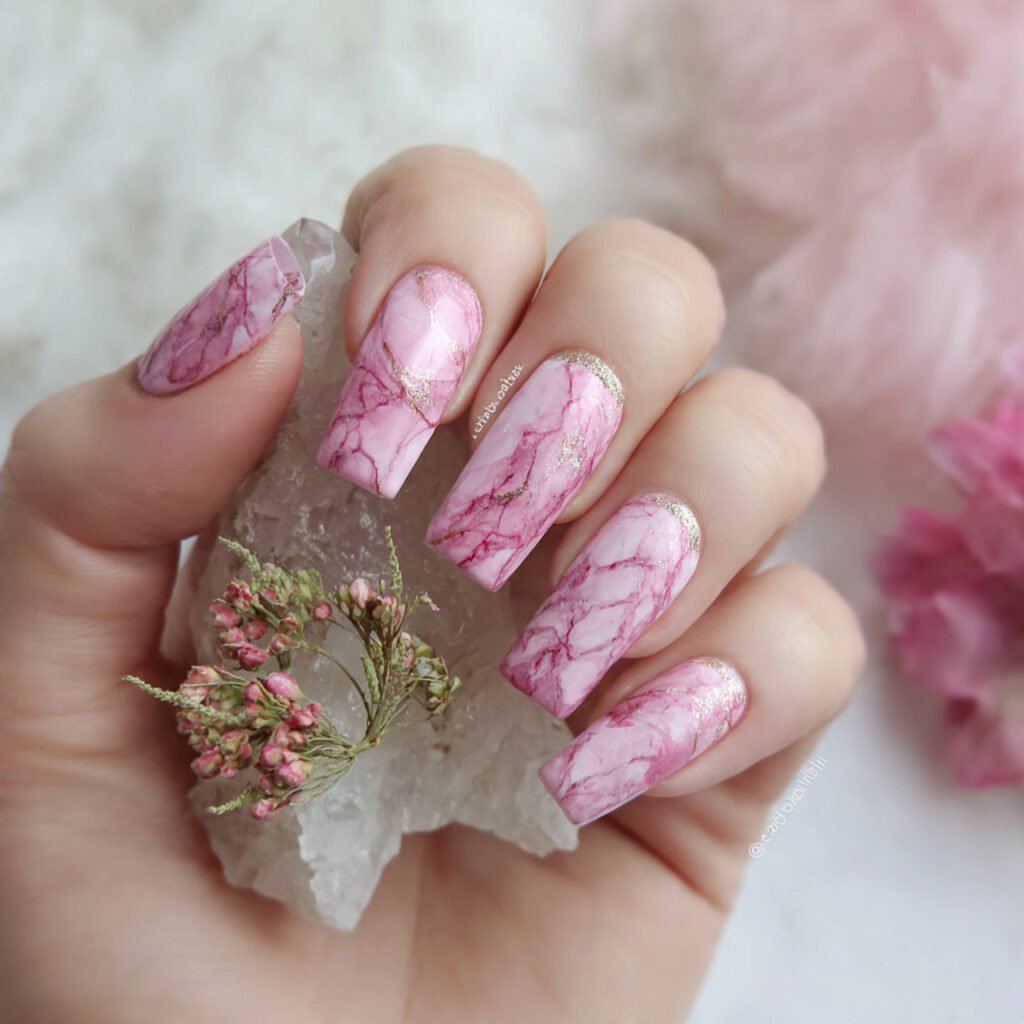 rose quartz marble nails natural background nails