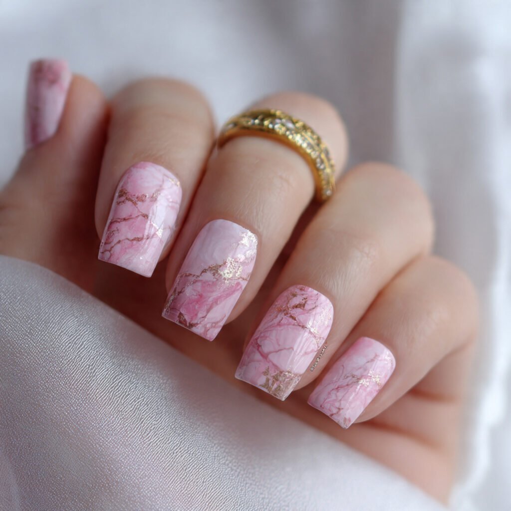 rose quartz marble soft luxury look nails