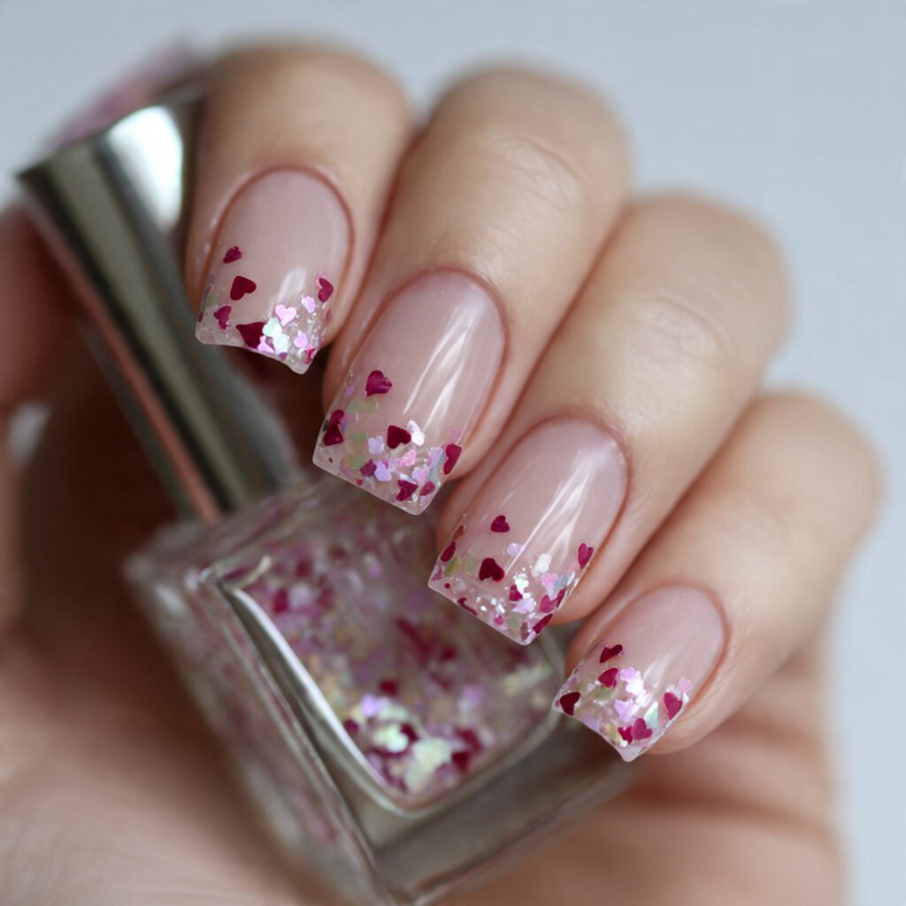 sheer with scattered heart confetti nature looks