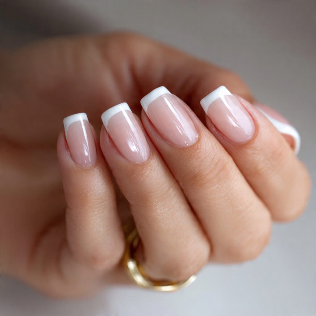 short square french acrylics timeless with maximum