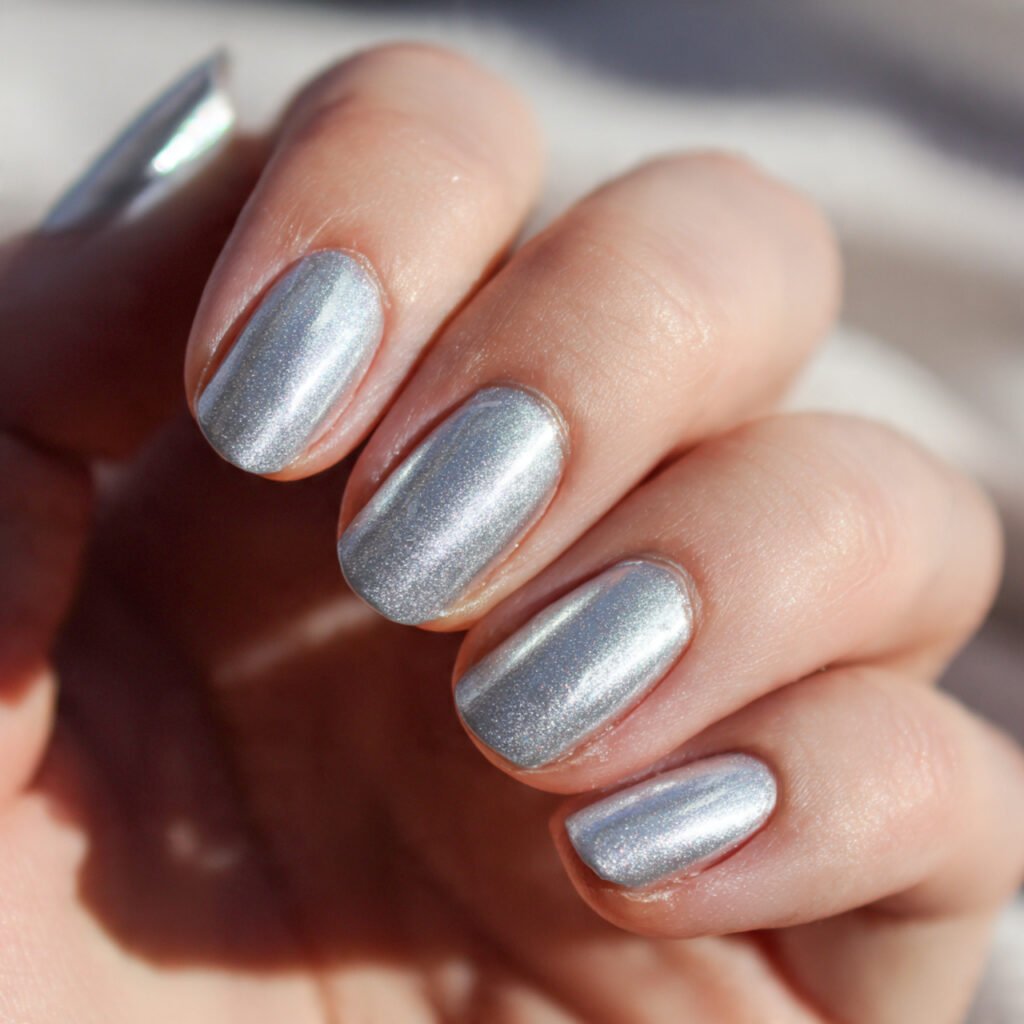 silver chrome micro french icy minimal grows out