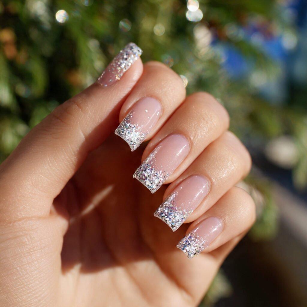 silver glitter tip fade sparkle that hides