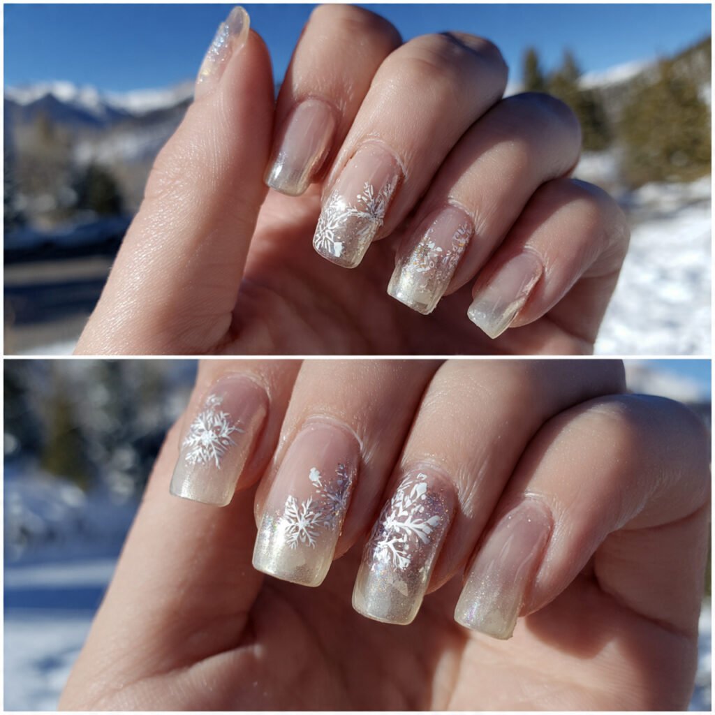 snowflake accent with icy shimmer top wintery