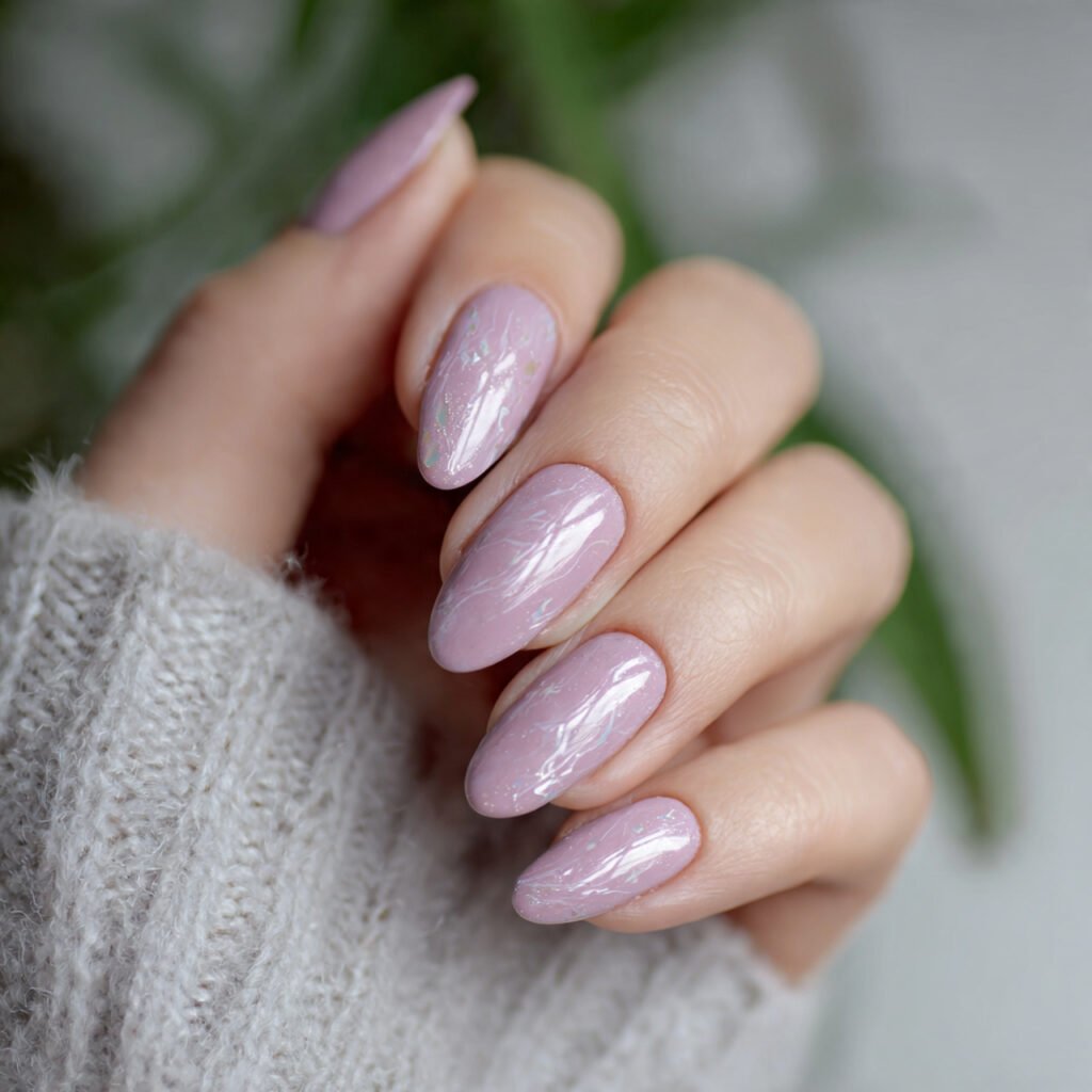 soft mauve almond nails nature environmental nails