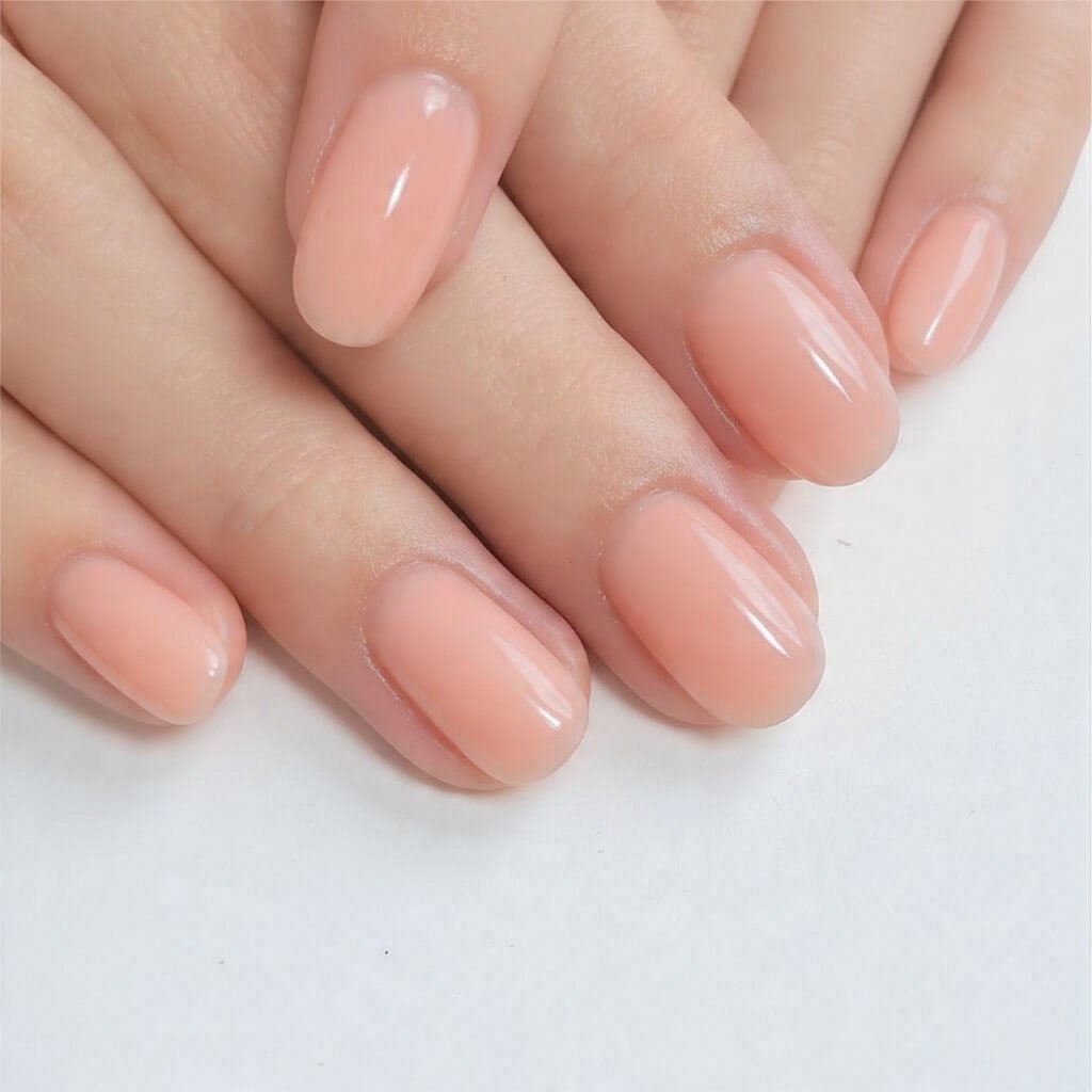 soft peach nails warm fresh very cute