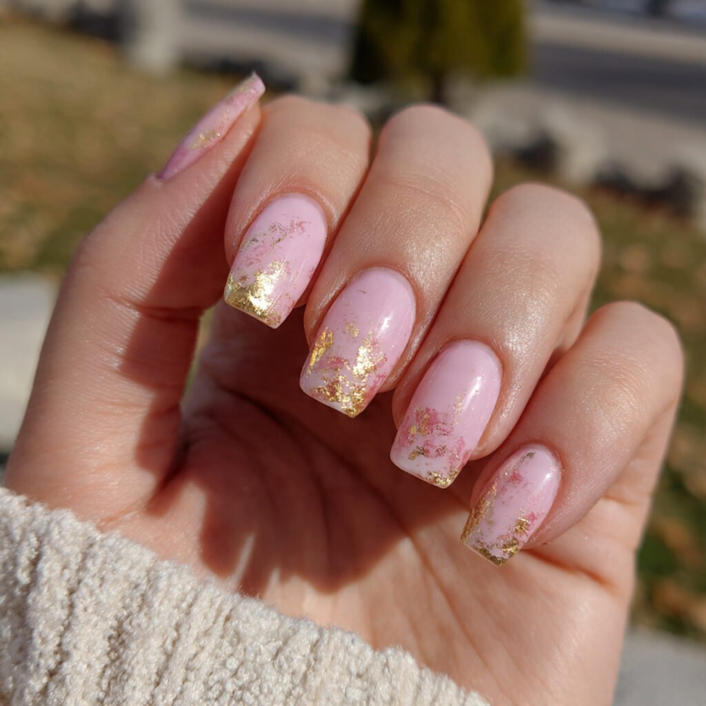 soft pink ombr with gold foil decent