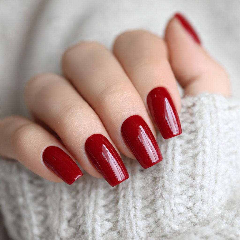 solid cherry red acrylics classic confident no