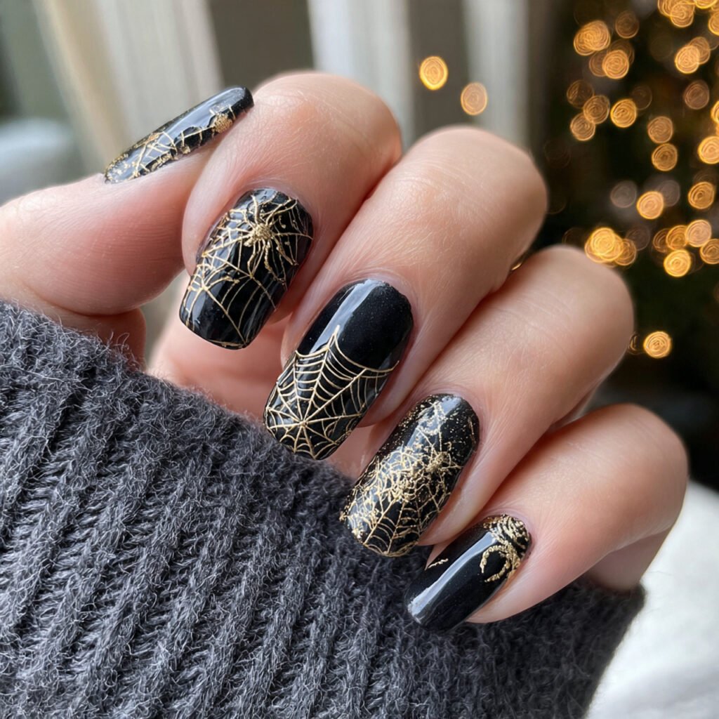 spider and web accent nails attractive looks