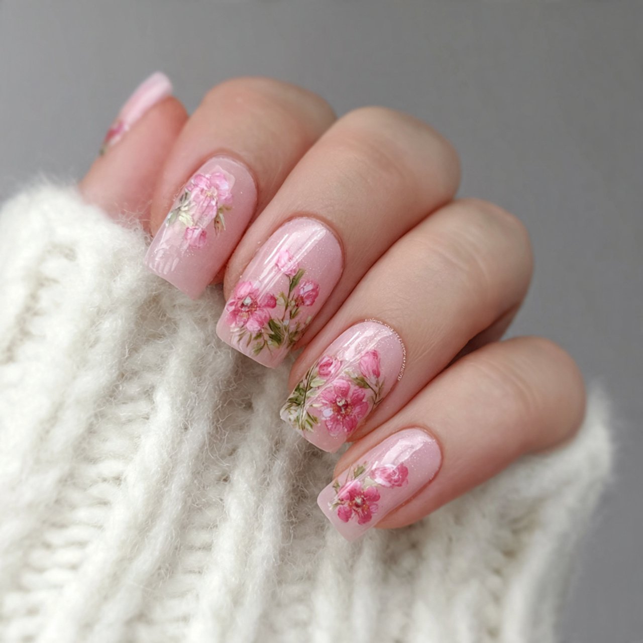 strawberry milk nails sheer pink soft and