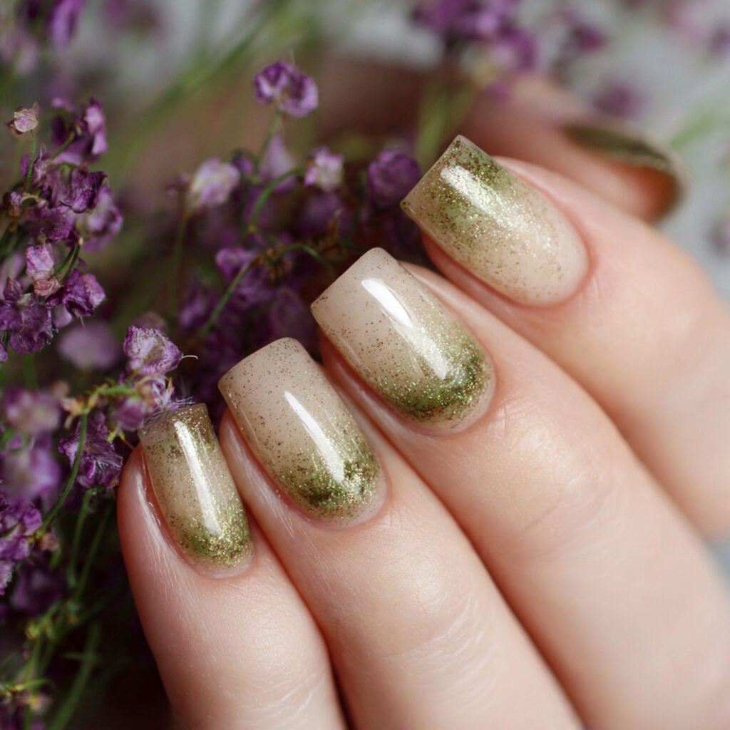 subtle glitter ombre nature looks nails