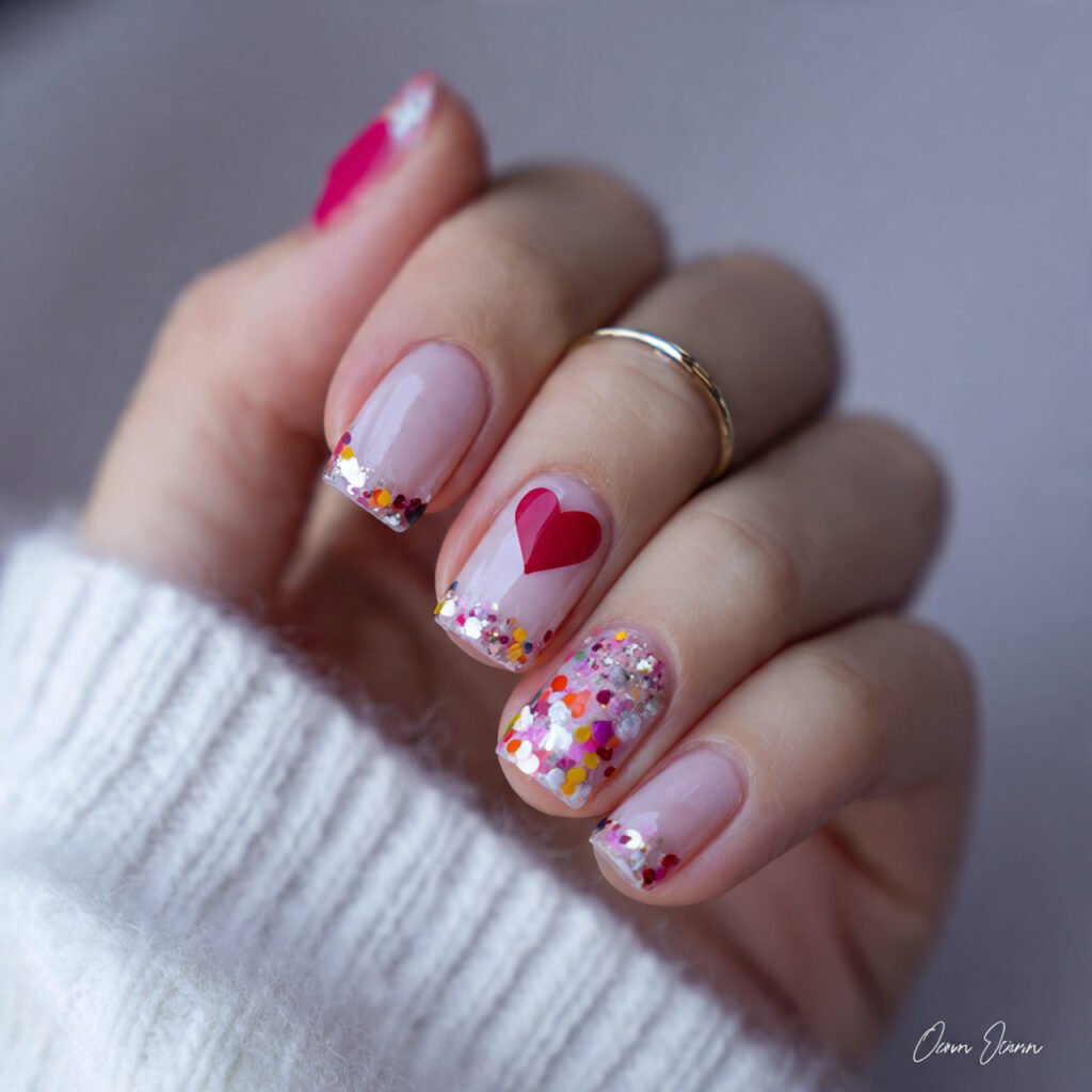 tiny heart accent one nail only nails