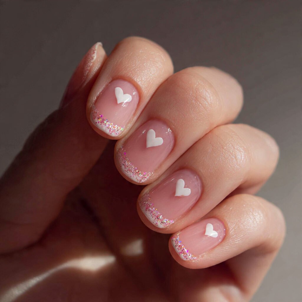 tiny heart outline on sheer pink cute