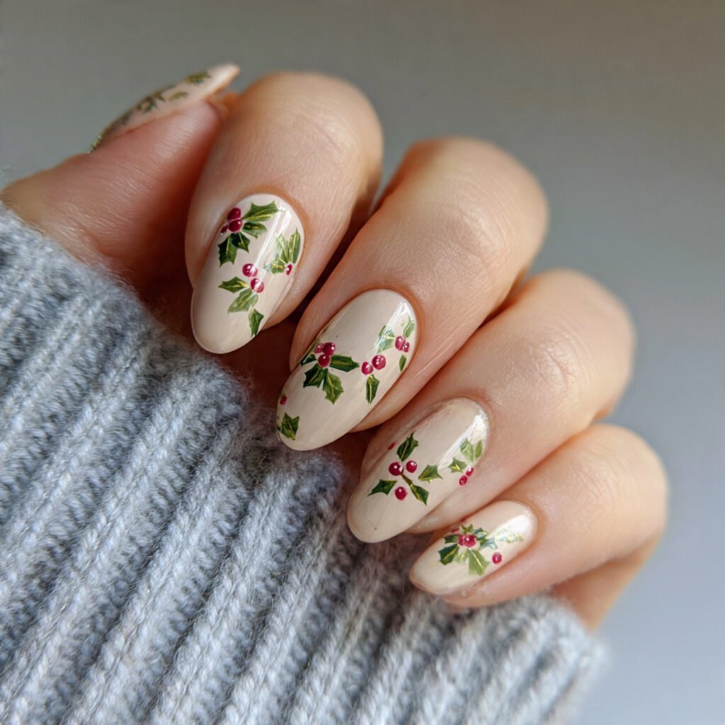 tiny holly leaves berries elegant botanical