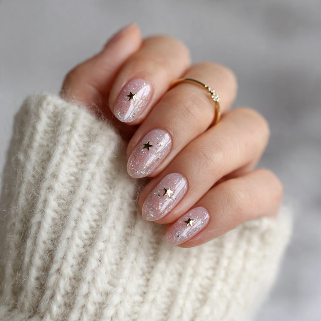 tiny star accent nails cute with a