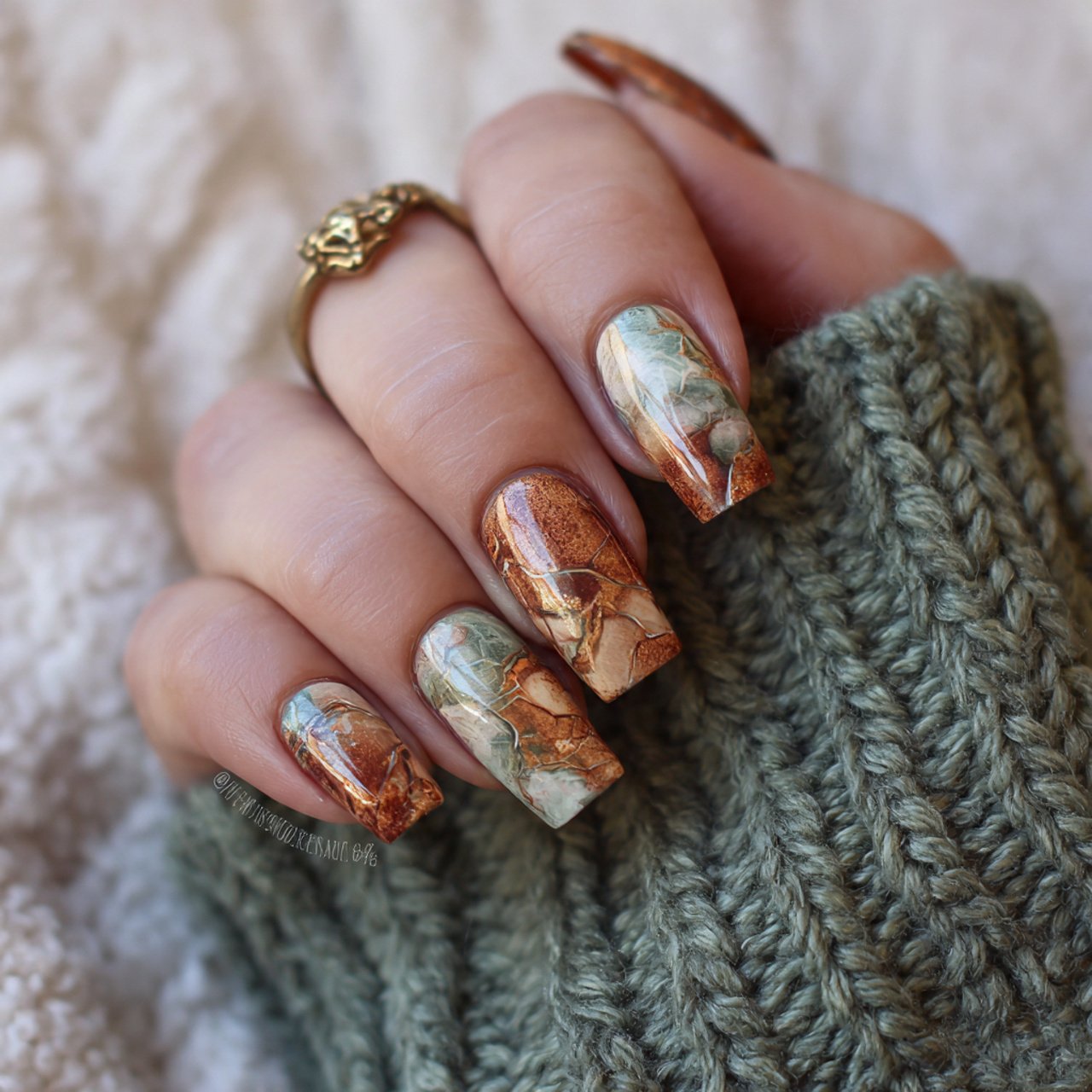 tortoise marble accent nails