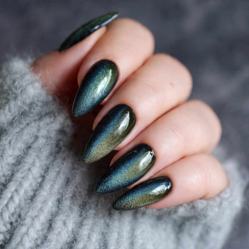 two tone cat eye nails layered depth