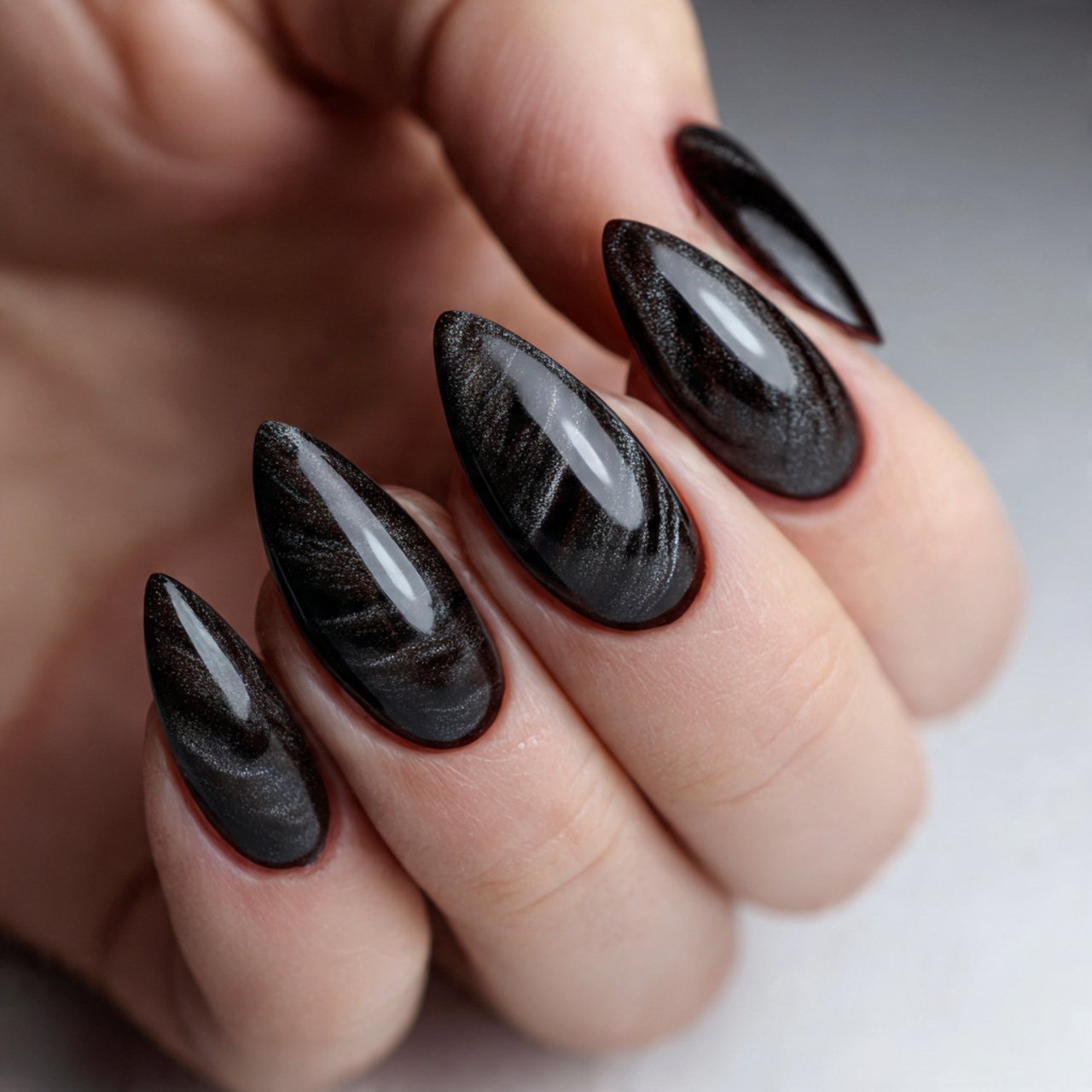 velvet cat eye almond nails natural