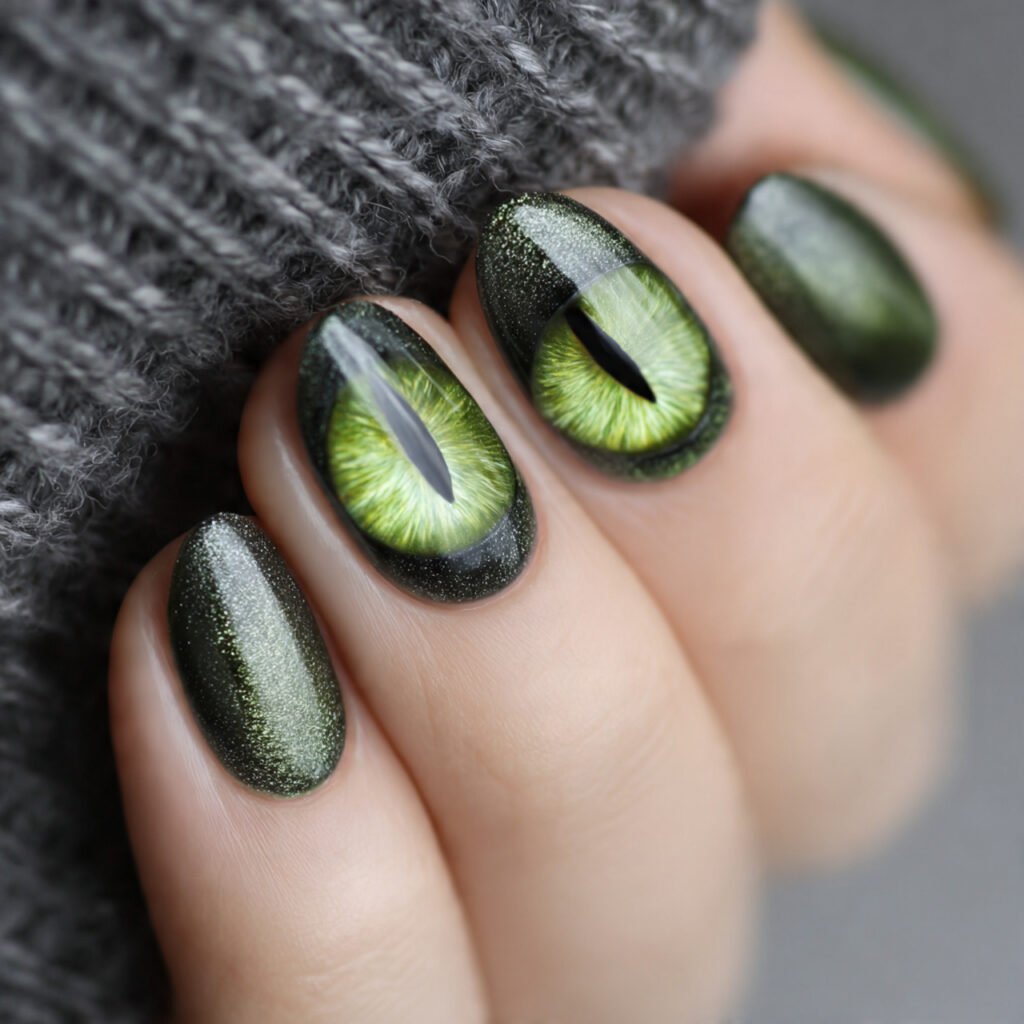 velvet cat eye nail design natural