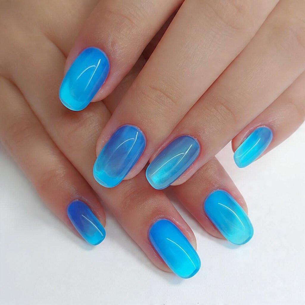 way of water jelly blue nails glass like