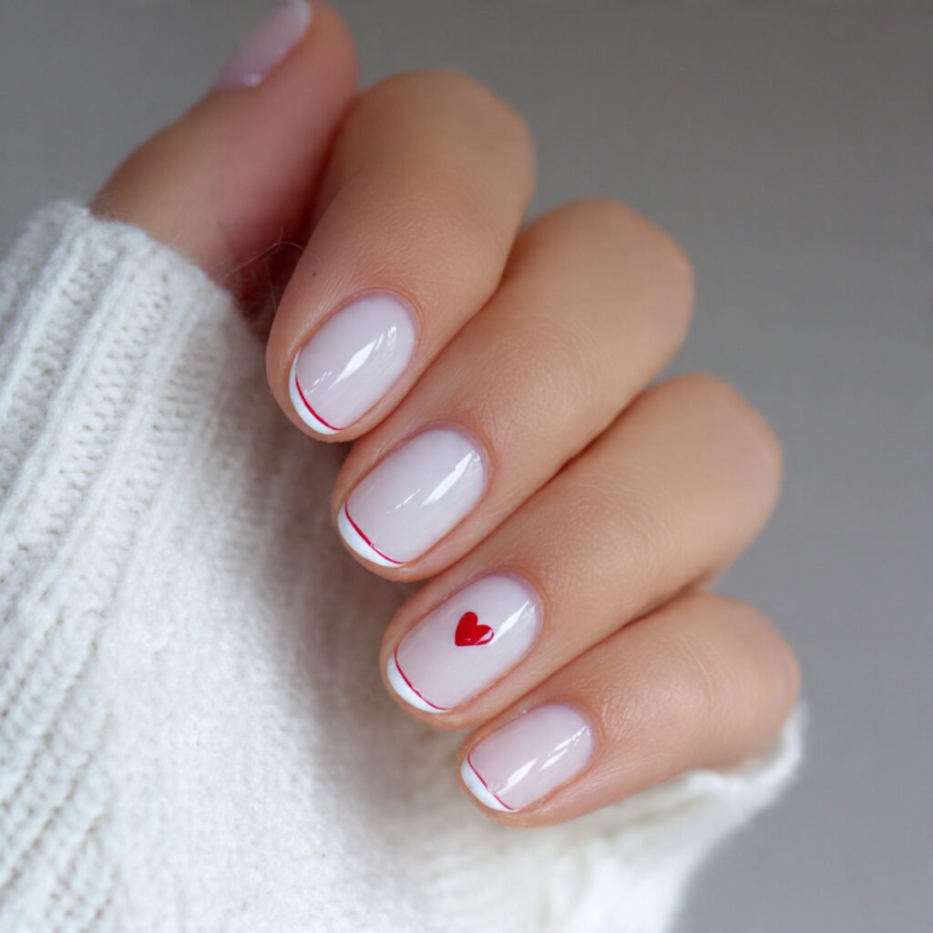 white french tiny red heart at