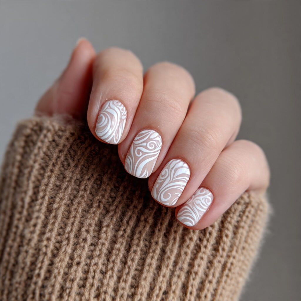 white outline swirls on minimal trendy clean