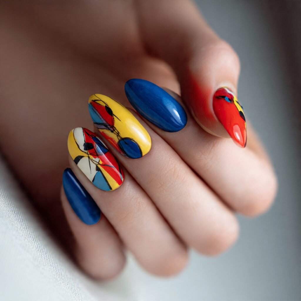 abstract art with primary colors attractive nails