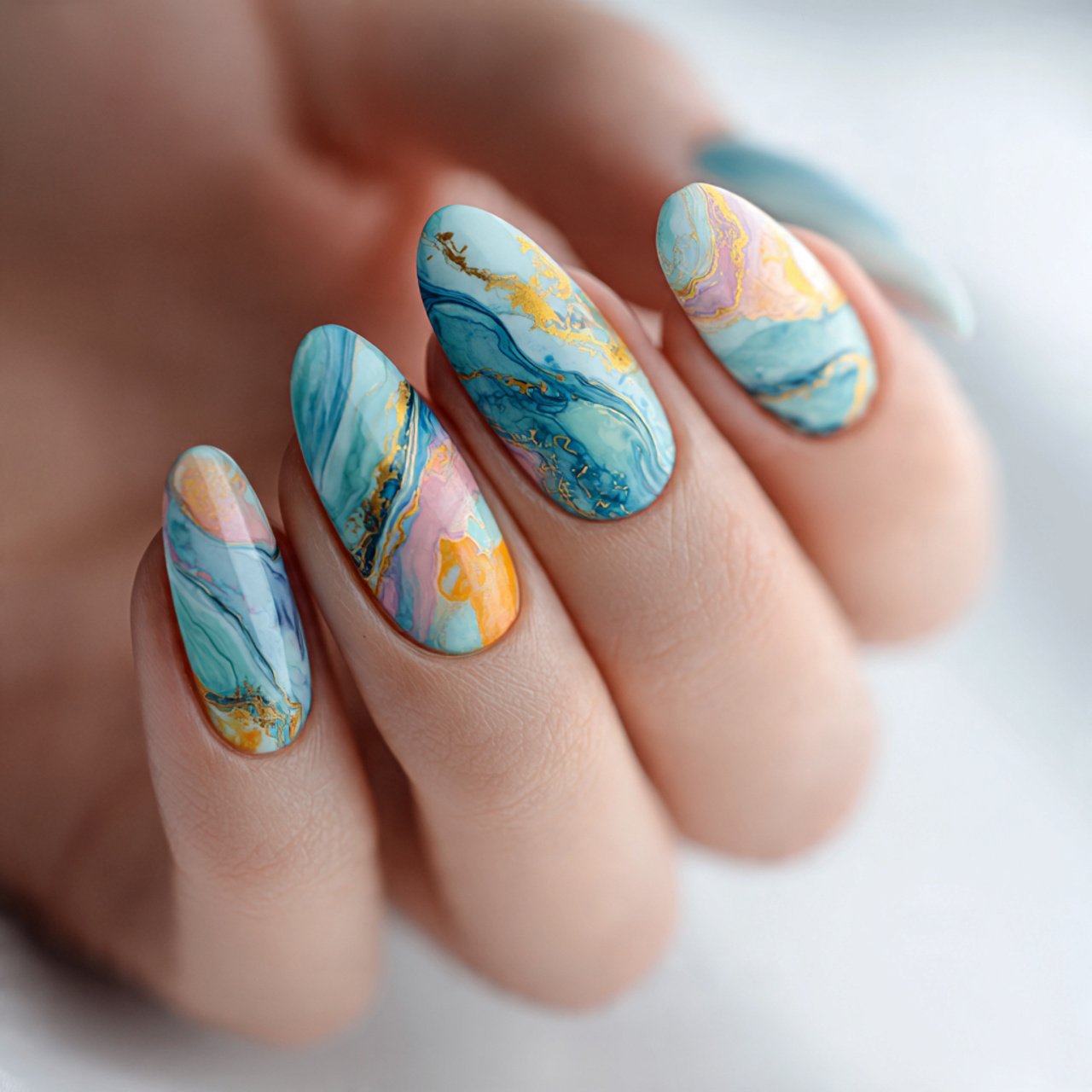 abstract watercolor art attractive look nails