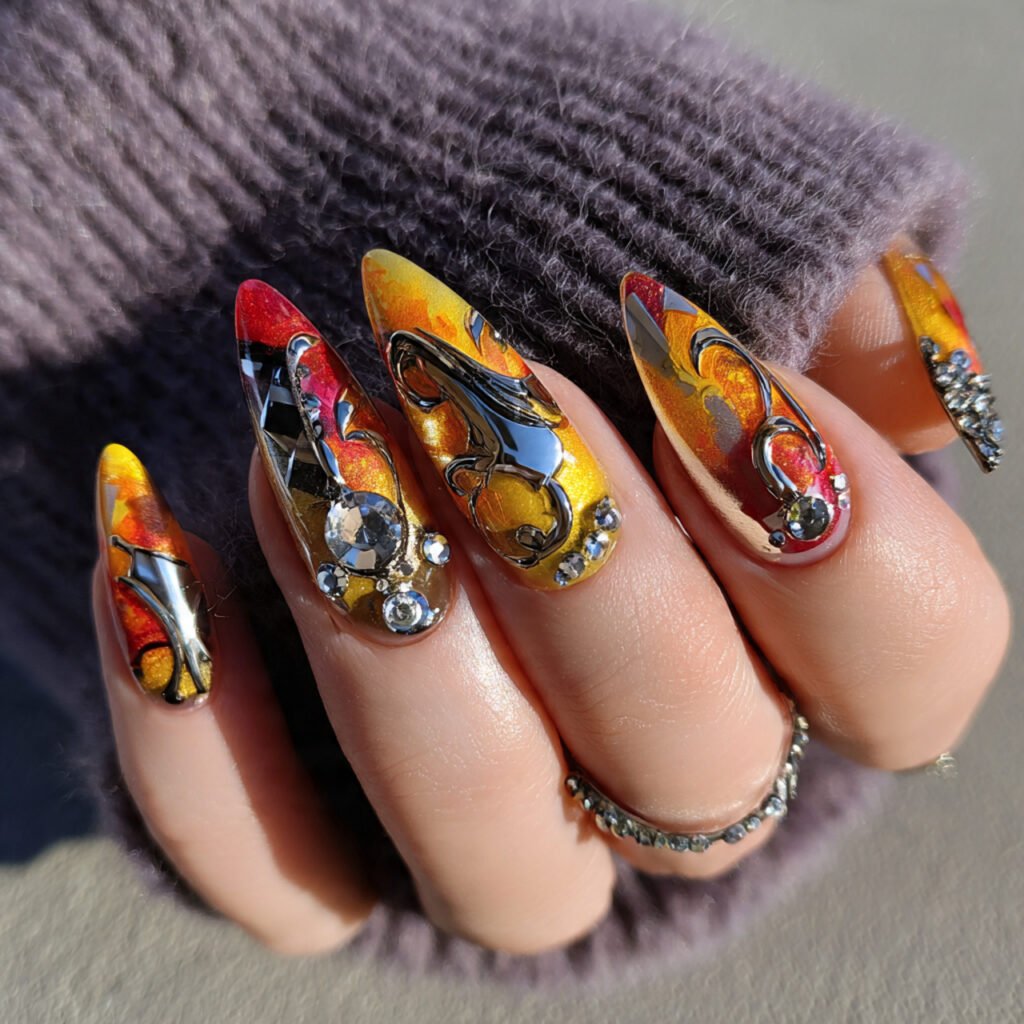 abstract y2k art with chrome accents attractive