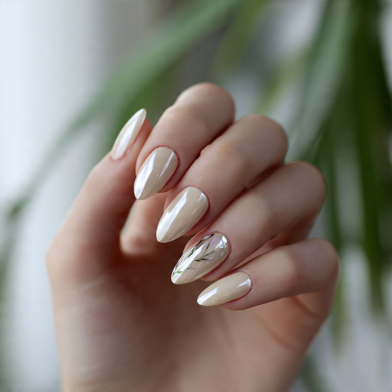 almond beige chrome with cuticle accent nature loo