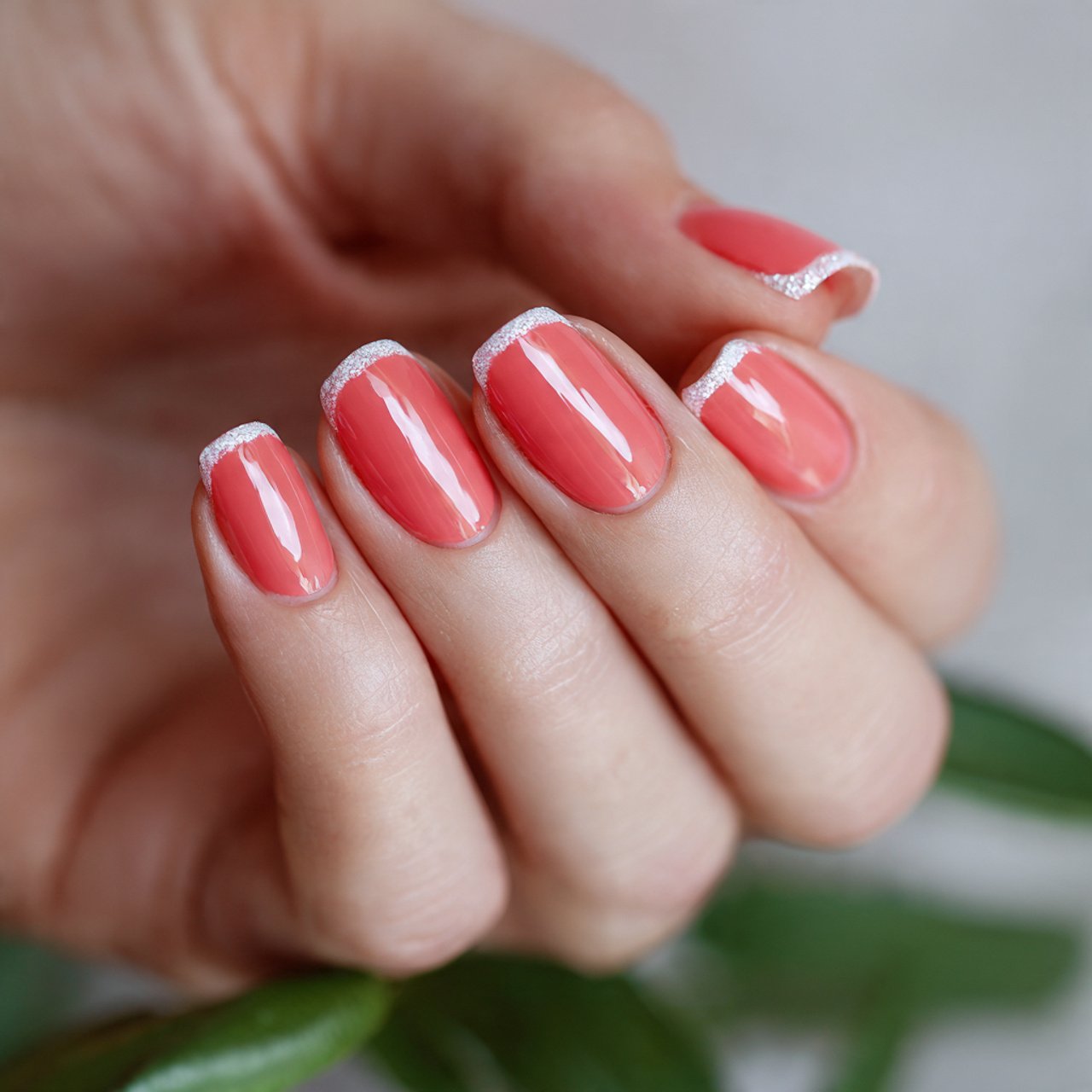 ase coral side french attractive nails