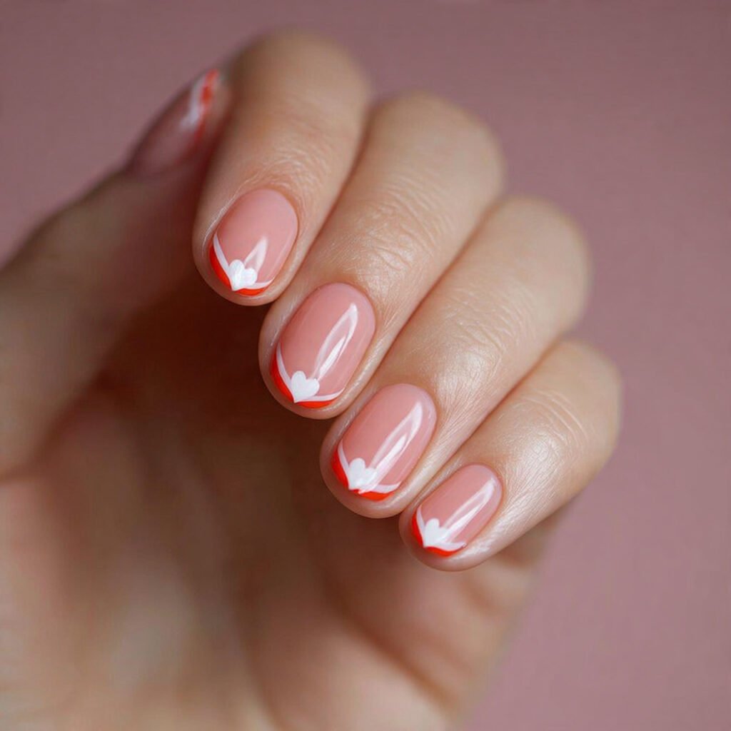 attractive minimalist heart tips nails