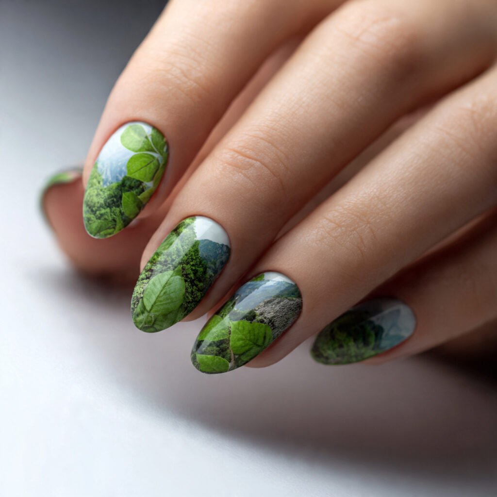 attractive nails nature background