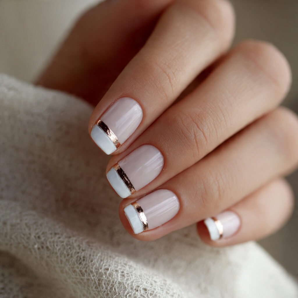 attractive nails with classic french tips and