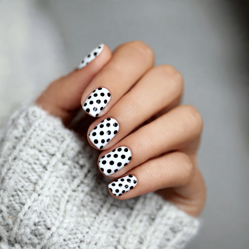 attractive nails with classic white base and