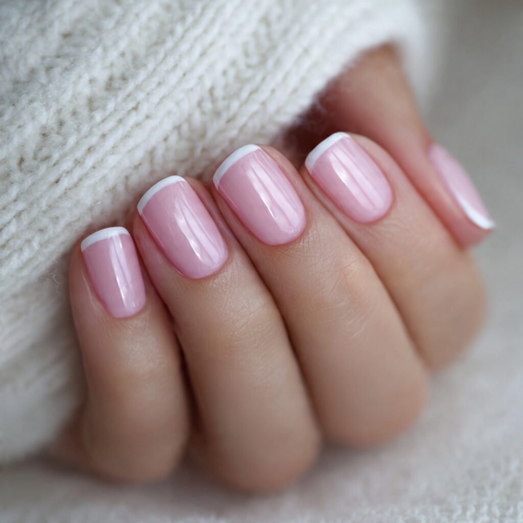attractive nails with classic white french tips