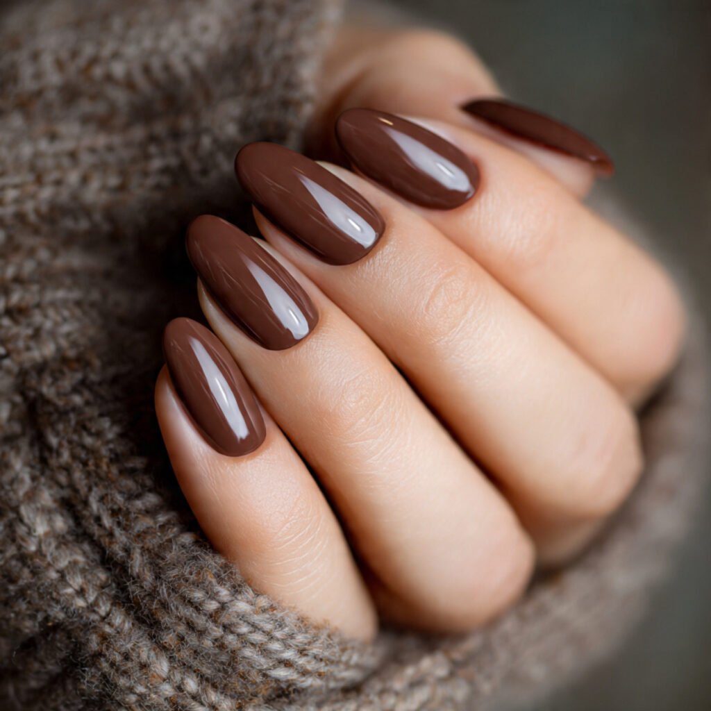 attractive nails with mocha cream medium brown