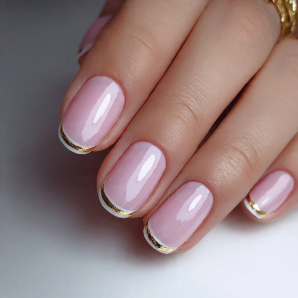 attractive nails with reverse french manicure