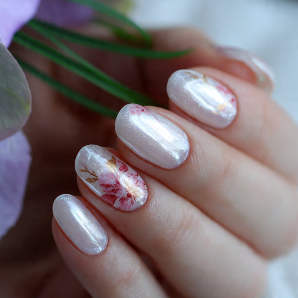 attractive nails with sheer white jelly polish