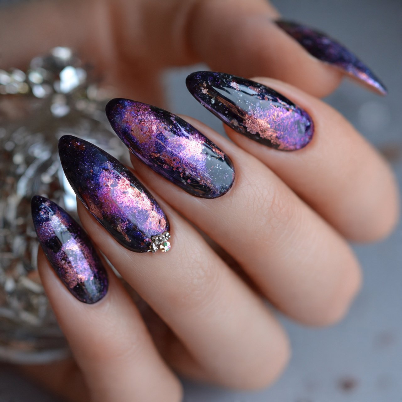 attractive space themed nails
