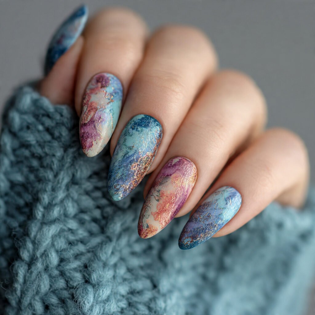 attractive watercolor nails