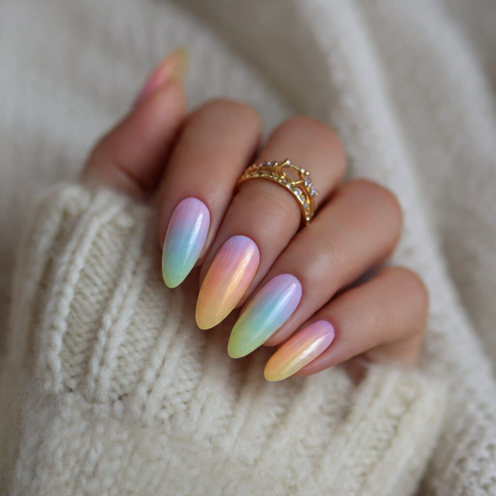 aura blend nails in soft pastels attractive