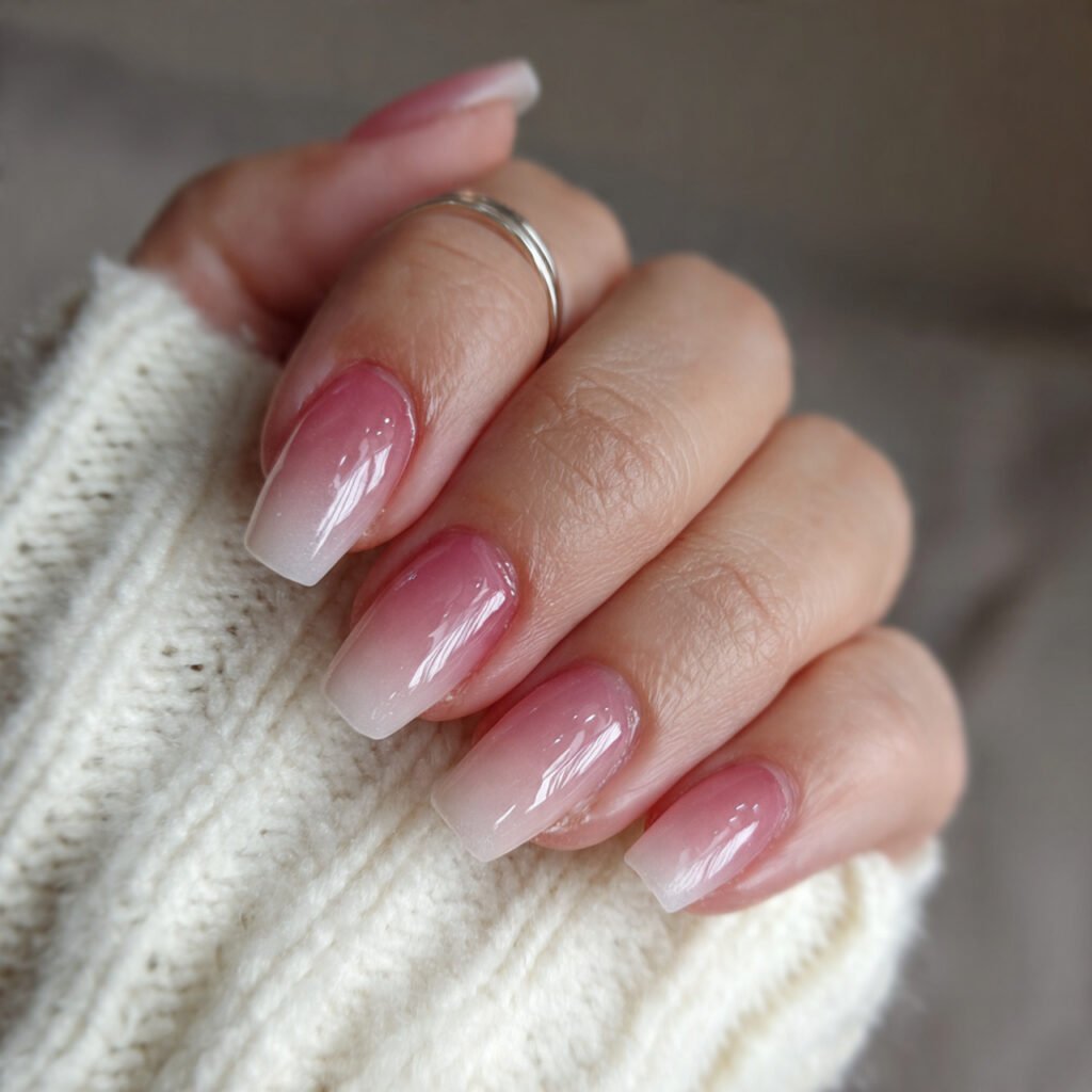 baby boomer ombr pink to milky fade attractive nai