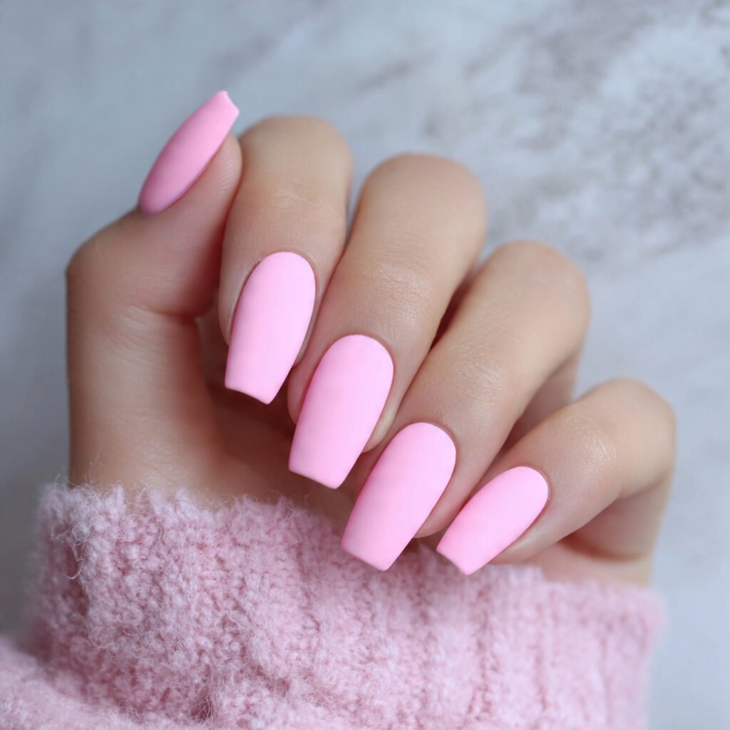 baby pink matte nails attractive nails