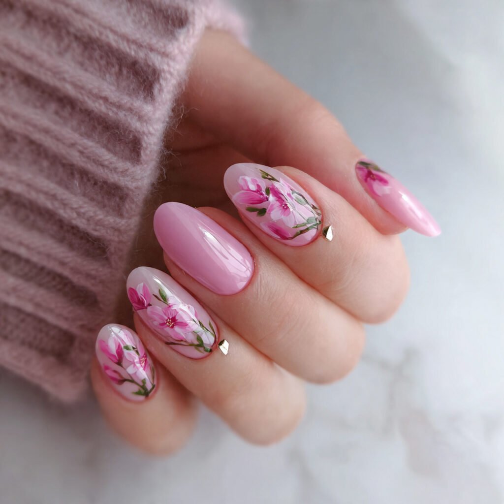 baby pink with negative space attractive nails