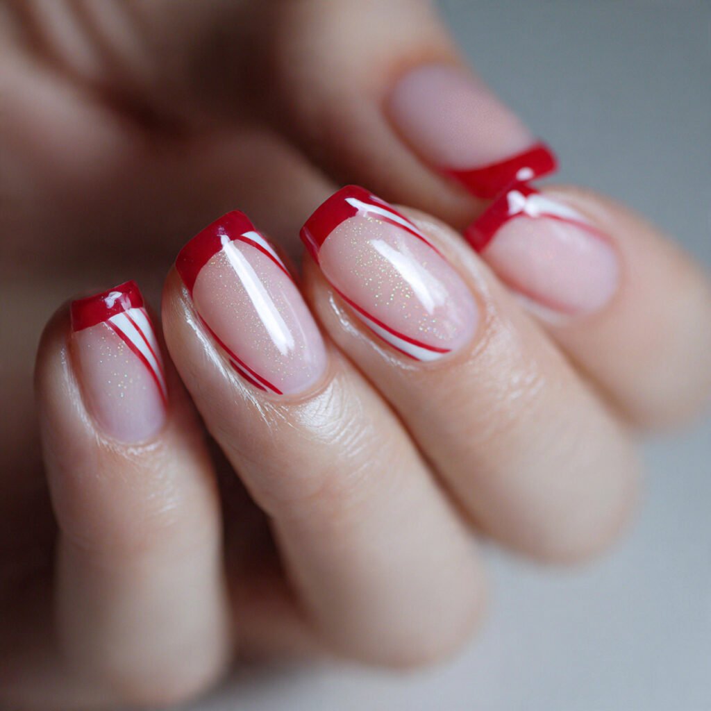 base candy cane french tips attractive nails