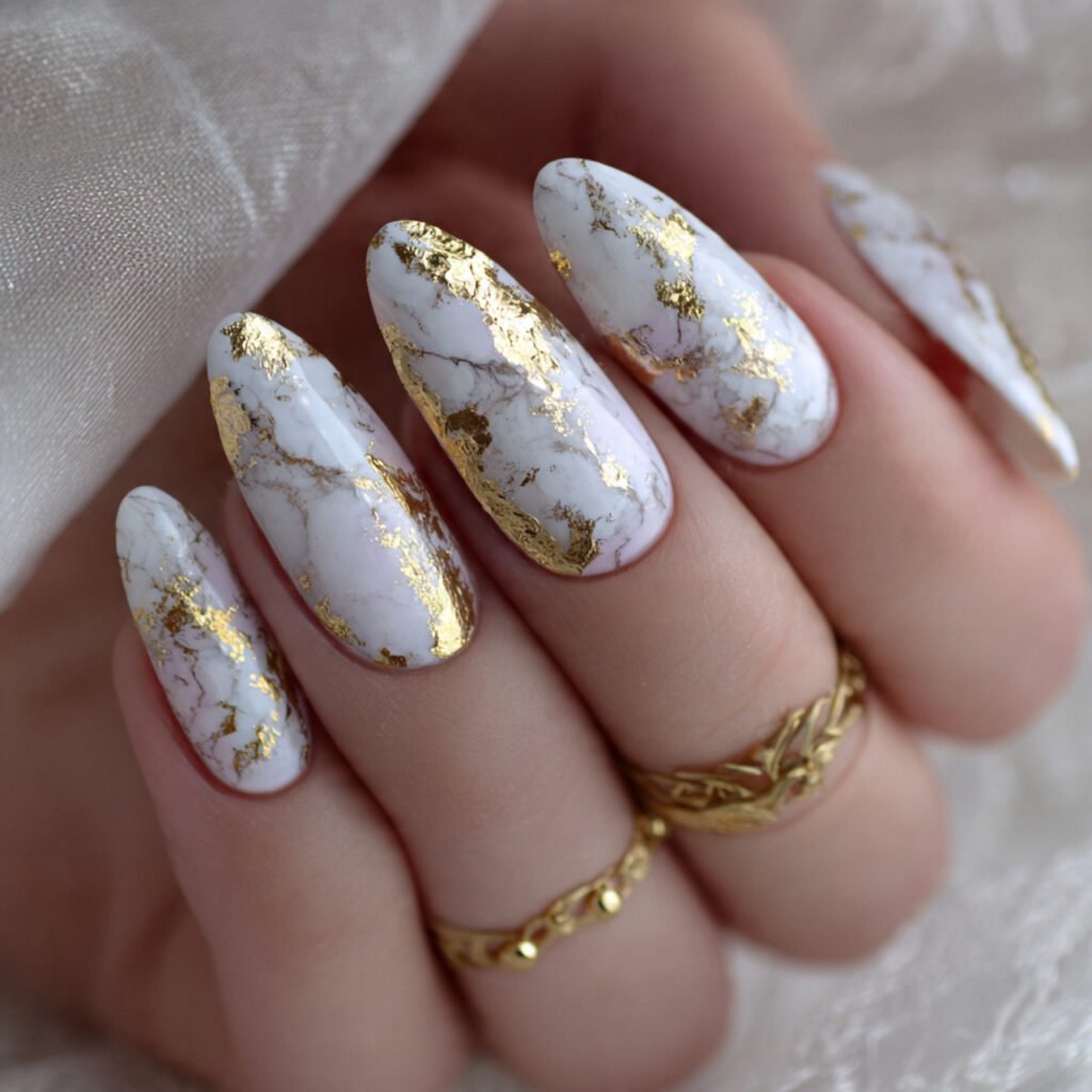 base gold foil accents attractive nails